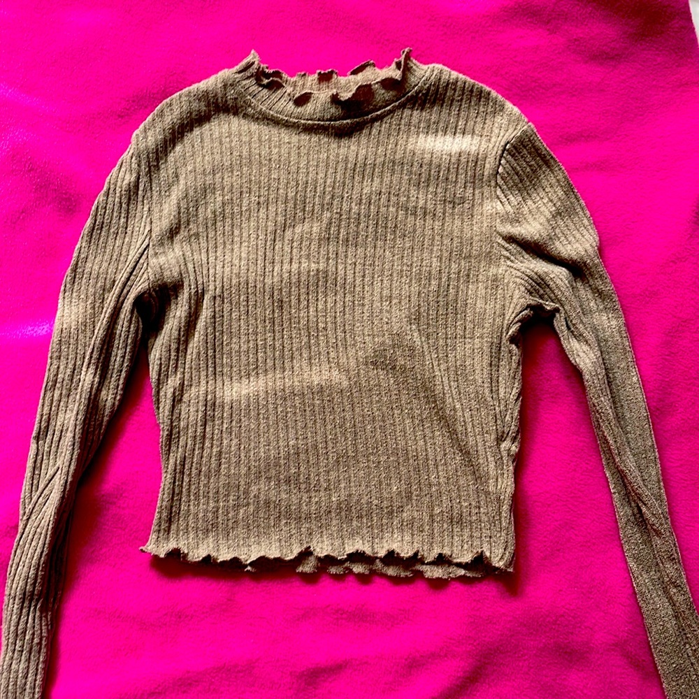Brown semi crop sweater